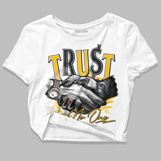 Yellow Sneakers DopeSkill Women's Crop Top Trust No One Graphic Streetwear - White 