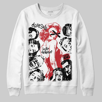 Jordan 5 Retro Fire Red Black Tongue (2025) DopeSkill Sweatshirt Built Different Graphic Streetwear - White 