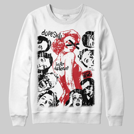 Jordan 5 Retro Fire Red Black Tongue (2025) DopeSkill Sweatshirt Built Different Graphic Streetwear - White 