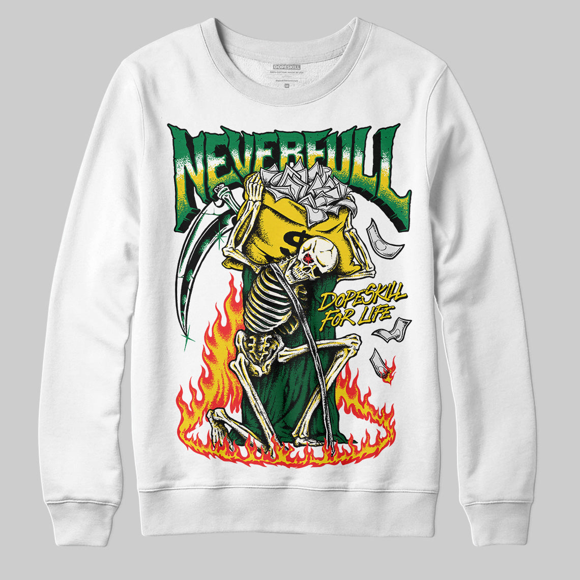 Green Sneakers DopeSkill Sweatshirt NeverFull Graphic Streetwear - White 