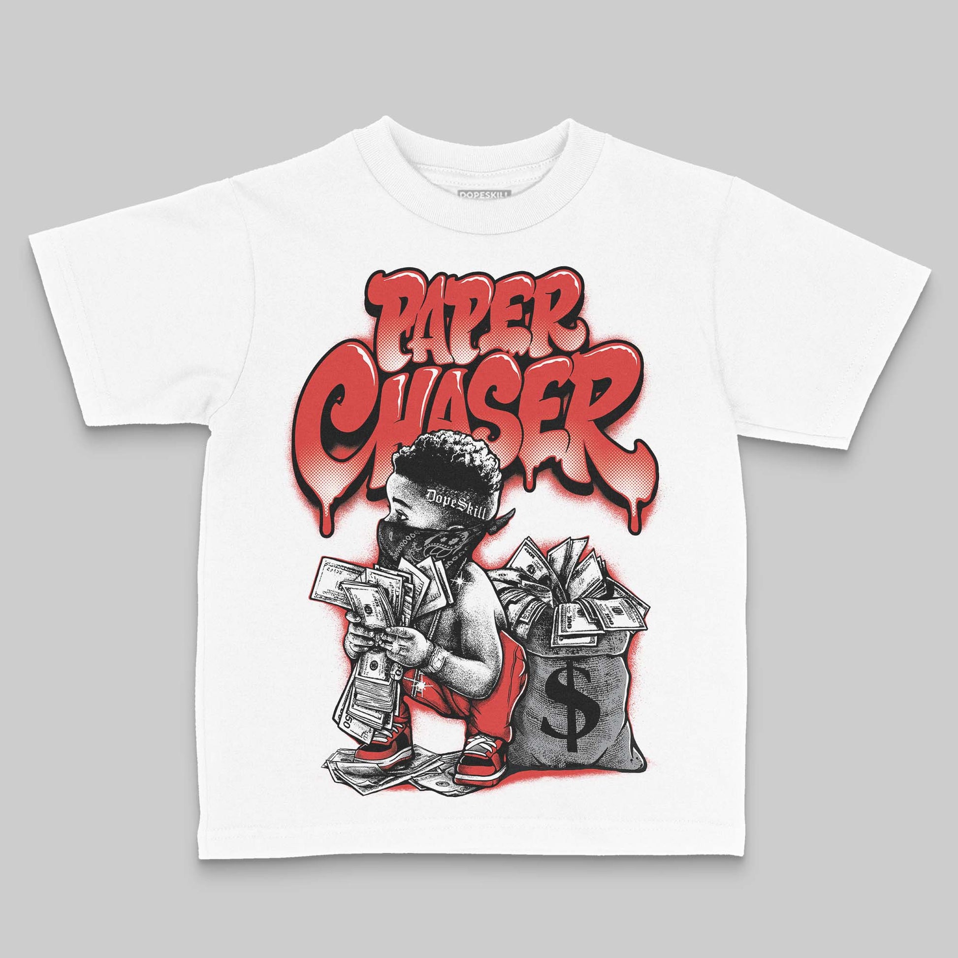 Jordan 4 Retro Toro Bravo DopeSkill Toddler Kids T-shirt Paper Chaser Boy Graphic Streetwear - White
