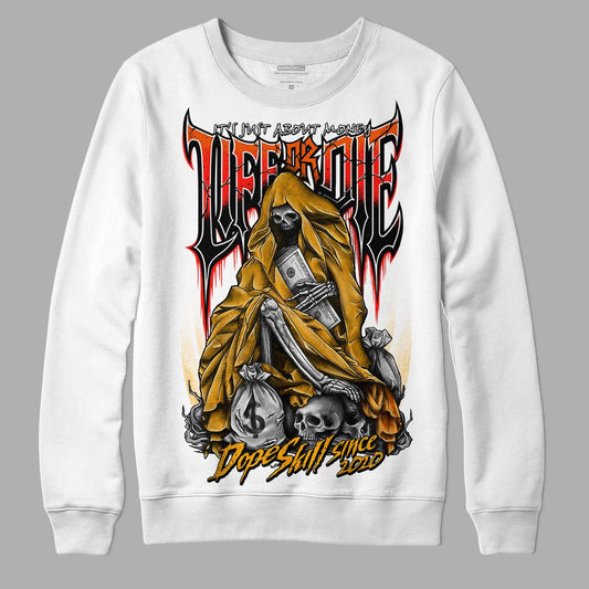 Jordan 12 Retro Black Taxi DopeSkill Sweatshirt Life or Die Graphic Streetwear - White