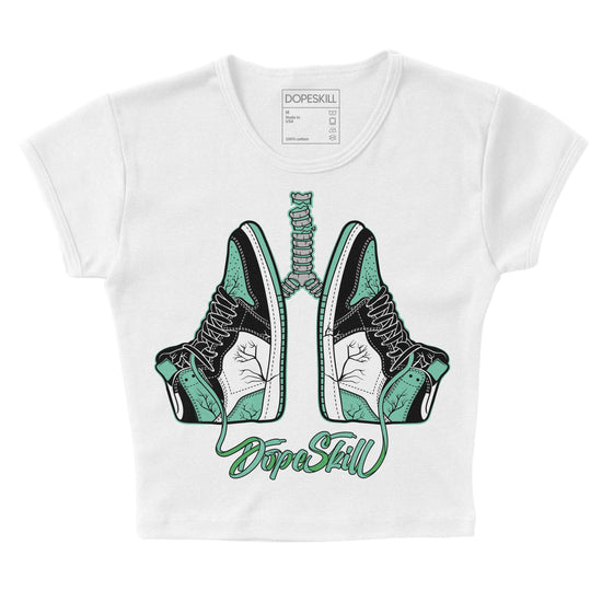 Jordan 1 High OG Green Glow DopeSkill Women's Crop Top Breathe Graphic Streetwear - White 