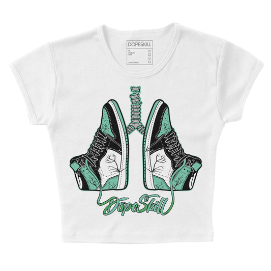 Jordan 1 High OG Green Glow DopeSkill Women's Crop Top Breathe Graphic Streetwear - White 