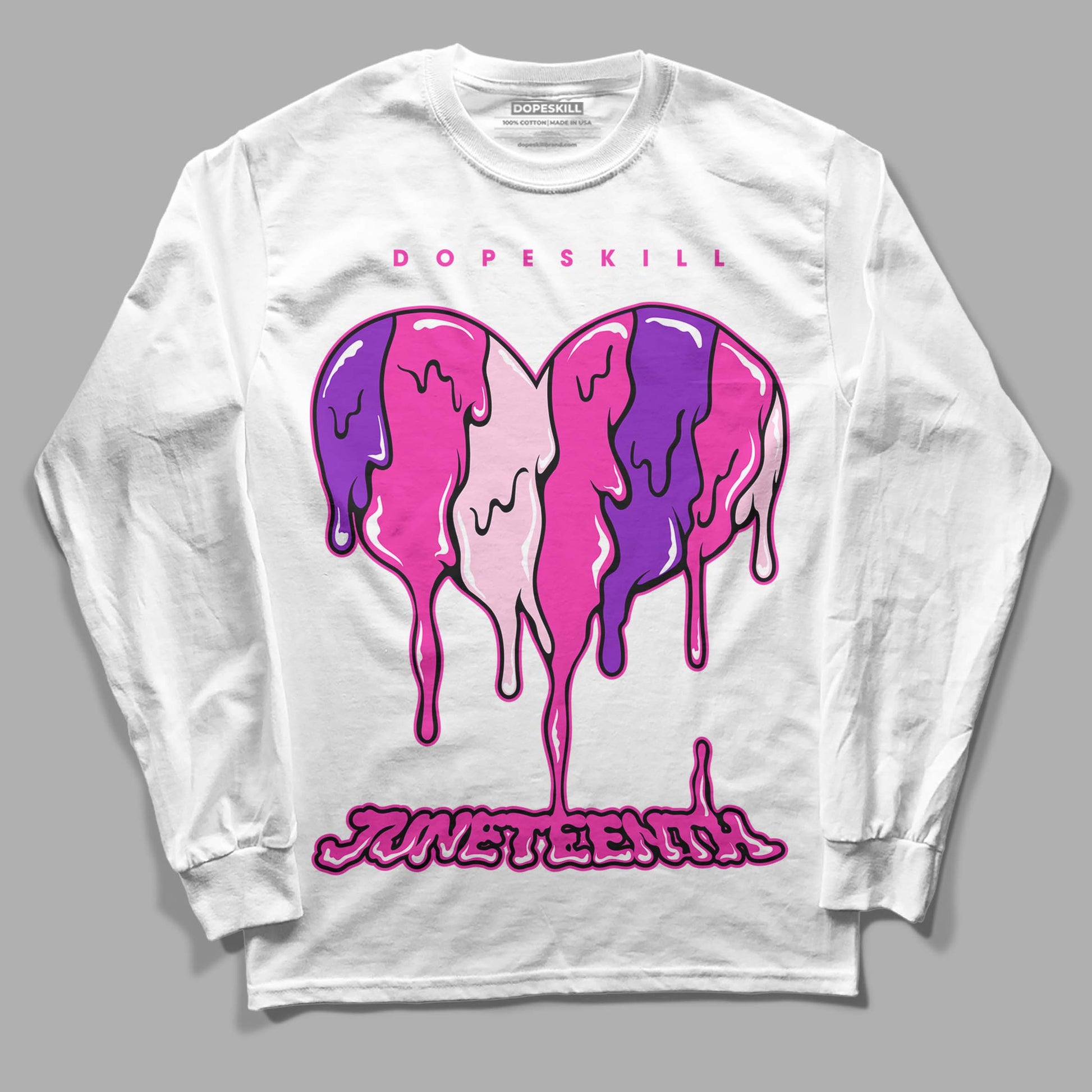 Pink Sneakers DopeSkill Long Sleeve T-Shirt Juneteenth Heart Graphic Streetwear - White