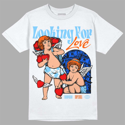 Dunk Low Futura University Blue DopeSkill T-Shirt Looking For Love Graphic Streetwear - White