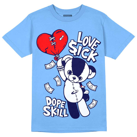 Jordan 9 Powder Blue DopeSkill Tropical Blue T-shirt Love Sick Graphic Streetwear