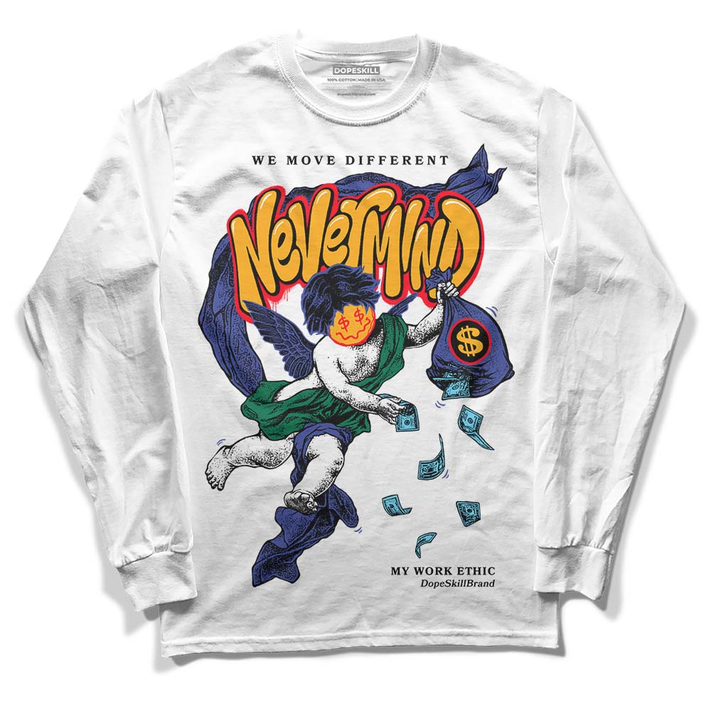 Jordan 1 Mid GS 'Six Championships DopeSkill Long Sleeve T-Shirt Nevermind Graphic Streetwear - White