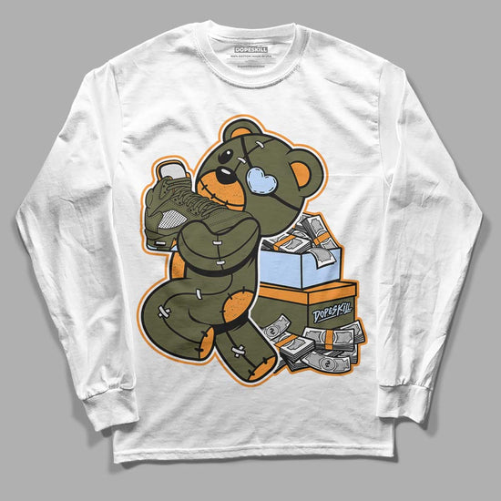 Jordan 5 "Olive" DopeSkill Long Sleeve T-Shirt Bear Steals Sneaker Graphic Streetwear - White 