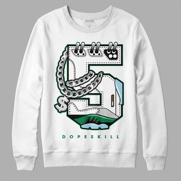 Jordan 5 “Lucky Green” DopeSkill Sweatshirt No.5 Graphic Streetwear - White