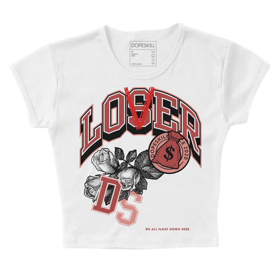 Jordan 13 “Dune Red” DopeSkill Women's Crop Top Loser Lover Graphic Streetwear - White