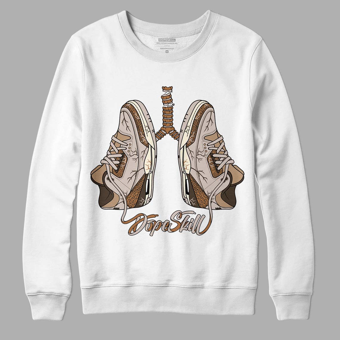 Jordan 3 Retro Palomino DopeSkill Sweatshirt Breathe Graphic Streetwear - White