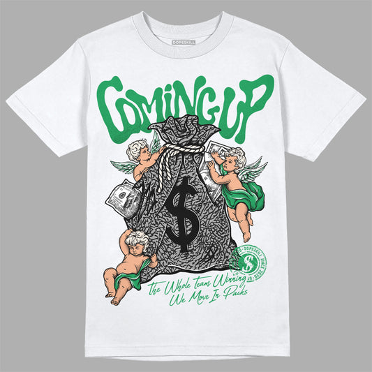Jordan 3 WMNS “Lucky Green” DopeSkill T-Shirt Money Bag Coming Up Graphic Streetwear - White  