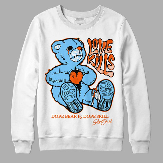 Dunk Low Futura University Blue DopeSkill Sweatshirt Love Kills Graphic Streetwear - White