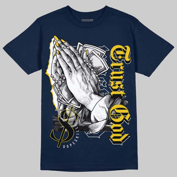Dunk Low Vintage “Michigan” DopeSkill Midnight Navy T-Shirt Trust God Graphic Streetwear 