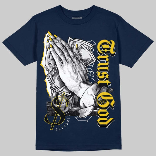 Dunk Low Vintage “Michigan” DopeSkill Midnight Navy T-Shirt Trust God Graphic Streetwear 