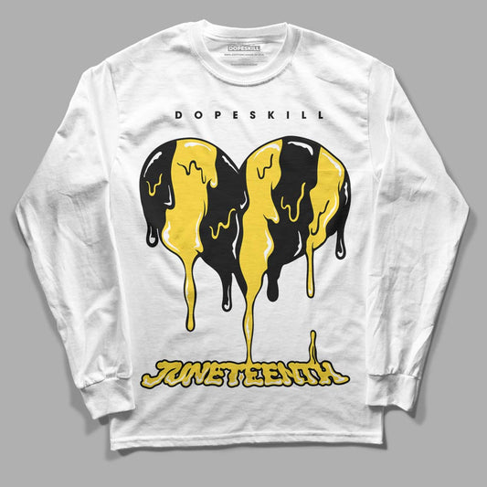 Jordan 4 Tour Yellow Thunder DopeSkill Long Sleeve T-Shirt Juneteenth Heart Graphic Streetwear - White
