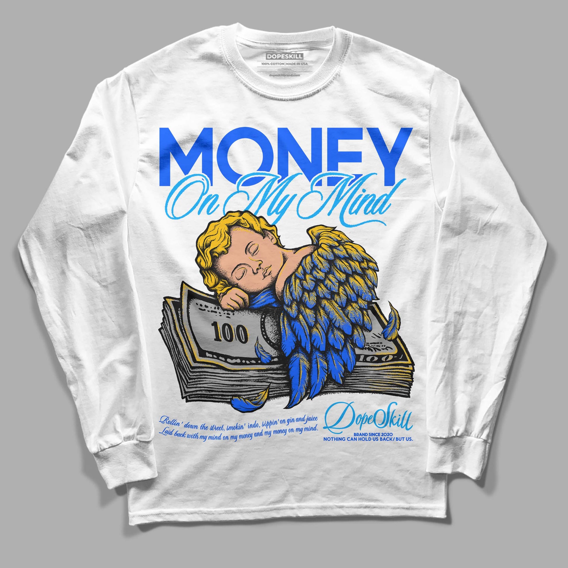 Royal Blue Sneakers DopeSkill Long Sleeve T-Shirt MOMM Graphic Streetwear - White 