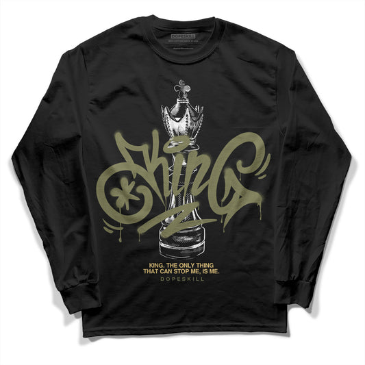 Jordan 4 Retro SE Craft Medium Olive DopeSkill Long Sleeve T-Shirt King Chess Graphic Streetwear - Black