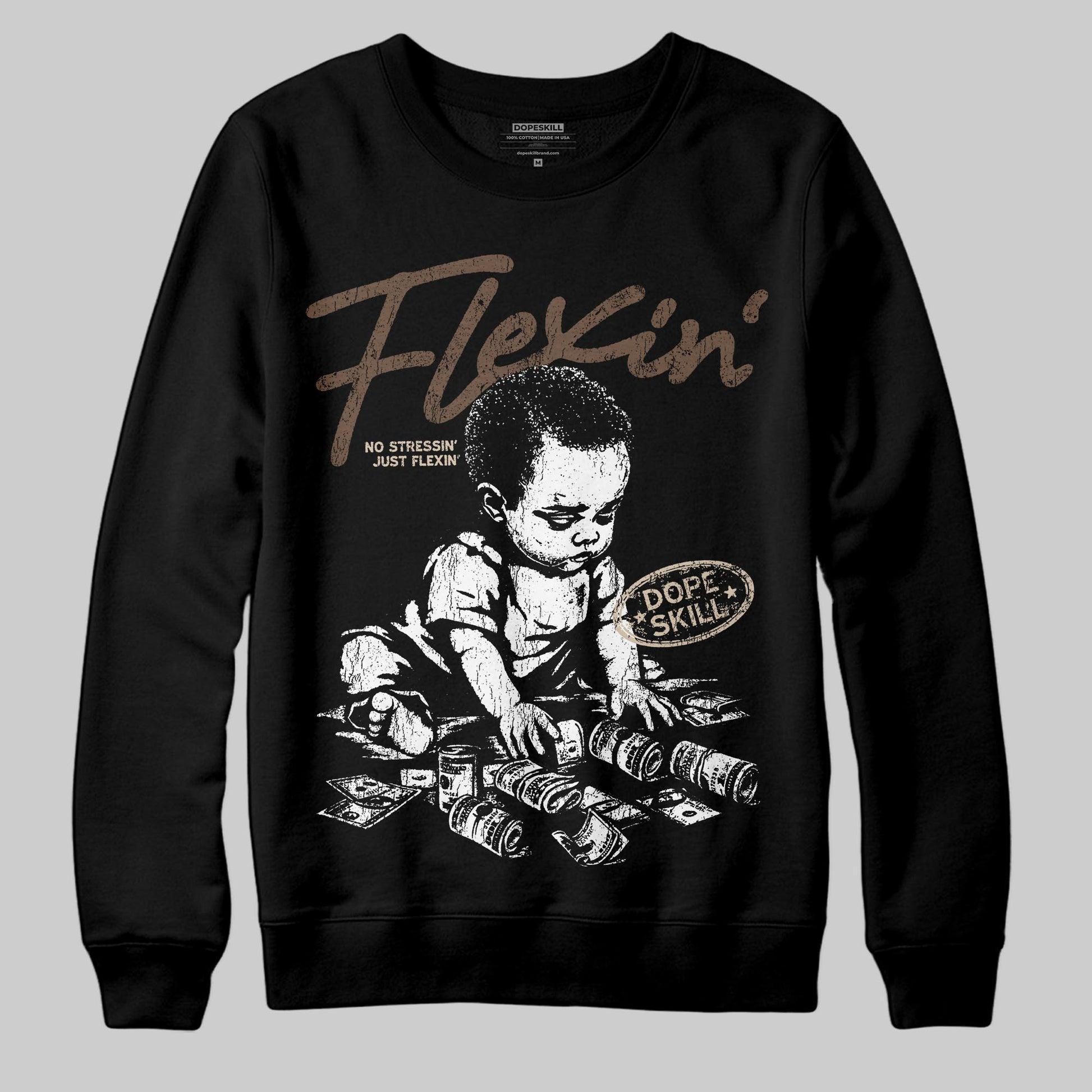 A Ma Maniére x Air Jordan 4 “Dark Mocha” DopeSkill Sweatshirt Flexin' Graphic Streetwear - Black