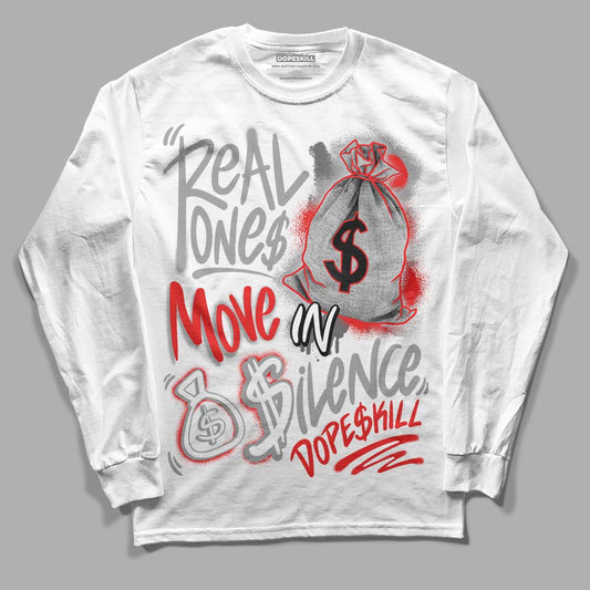 Grey Sneakers DopeSkill Long Sleeve T-Shirt Real Ones Move In Silence Graphic Streetwear - White