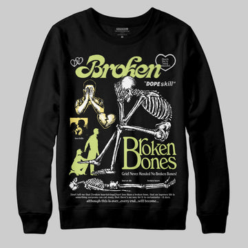 Jordan 4 GS “Light Lemon Twist” DopeSkill Sweatshirt Broken Bones Graphic Streetwear - Black