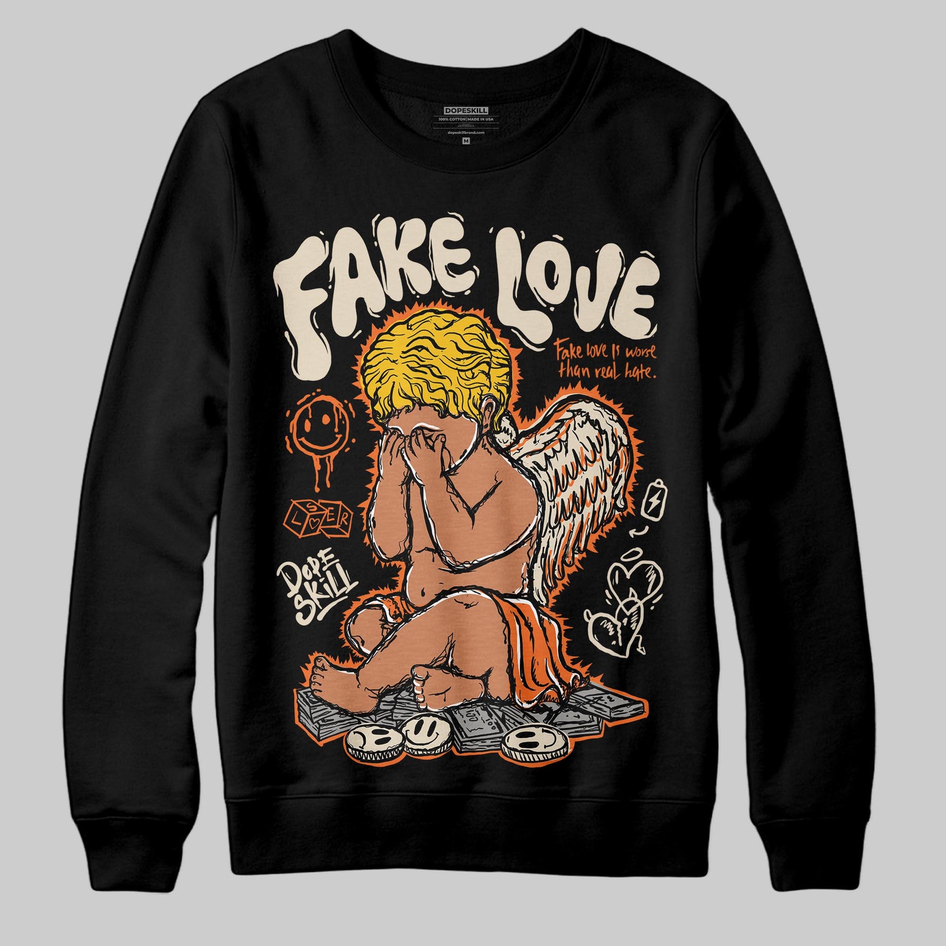 Jordan 3 “Starfish” DopeSkill Sweatshirt False Love Graphic Streetwear - Black