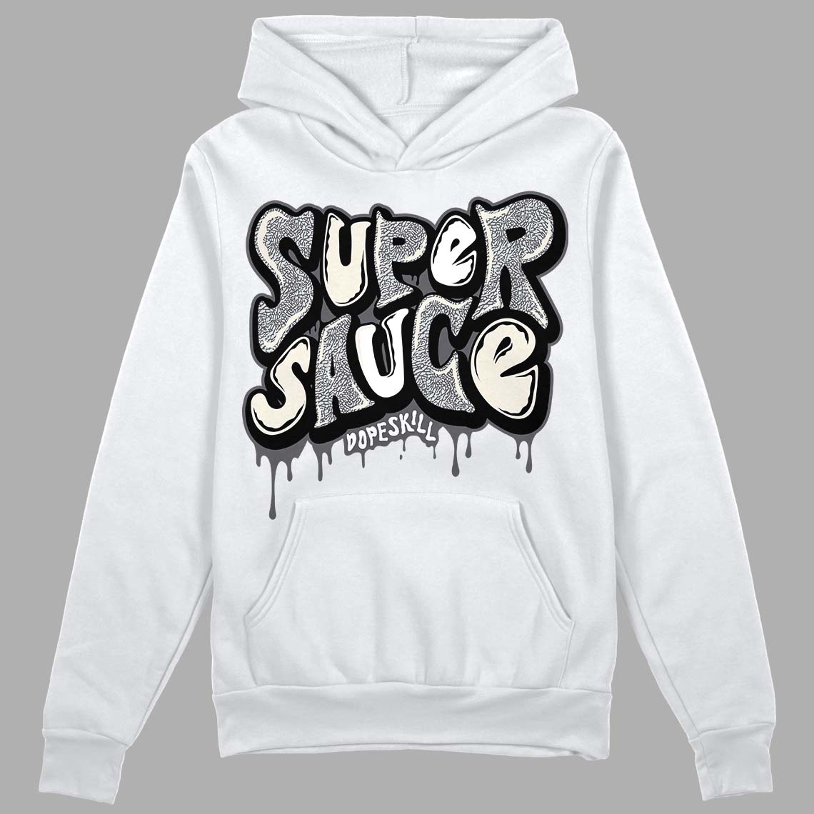 Jordan 1 Retro Low OG Black Cement DopeSkill Hoodie Sweatshirt Super Sauce Graphic Streetwear - White