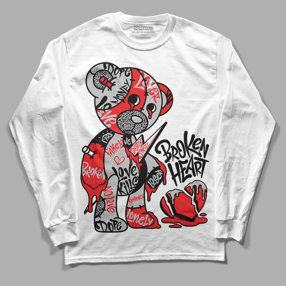 Jordan Spizike Low Bred DopeSkill Long Sleeve T-Shirt Broken Heart Graphic Streetwear - White 