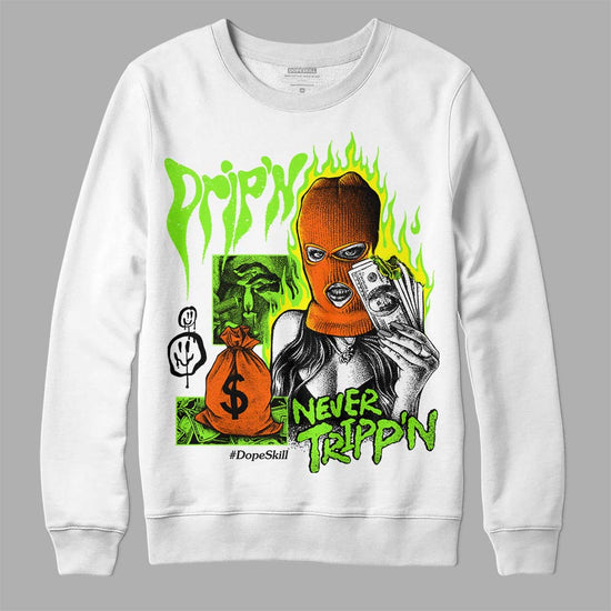 Neon Green Sneakers DopeSkill Sweatshirt Drip'n Never Tripp'n Graphic Streetwear - White