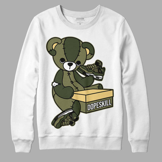 Jordan 4 Retro SE Craft Medium Olive DopeSkill Sweatshirt Sneakerhead BEAR Graphic Streetwear - White