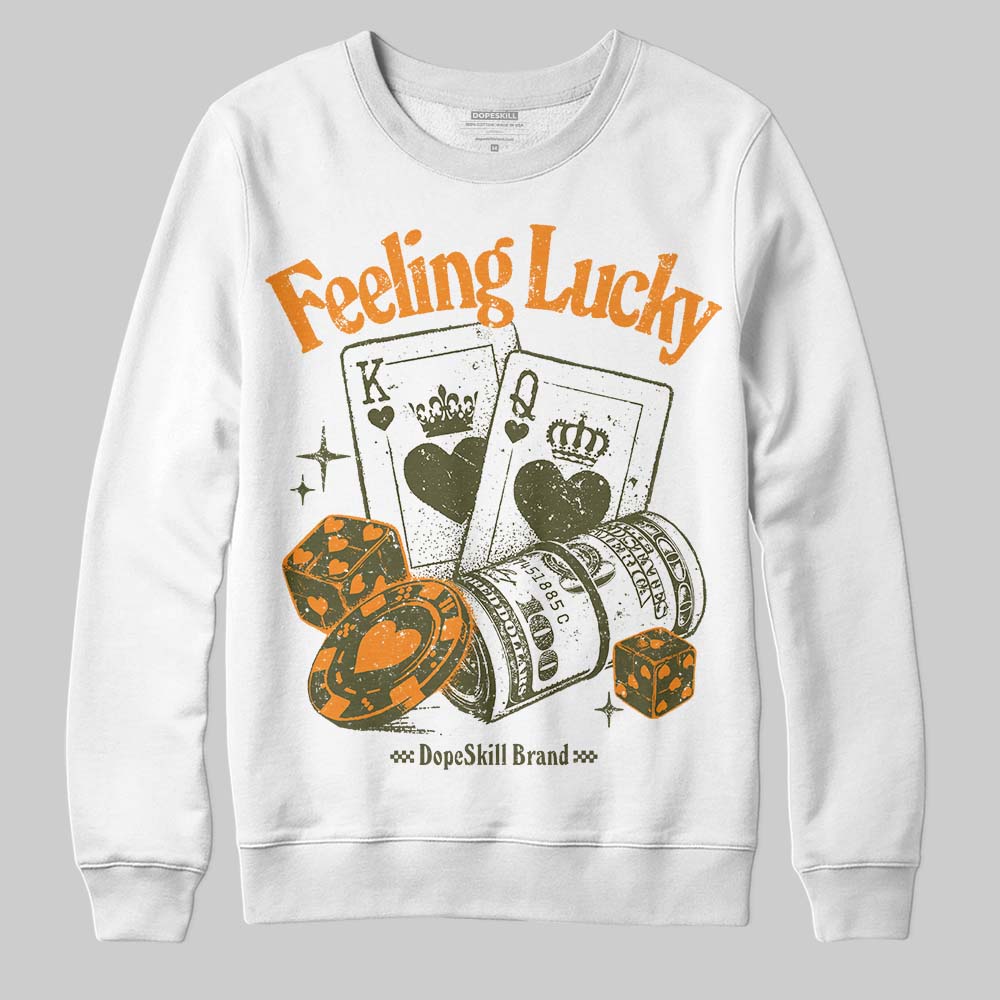 Olive Sneakers DopeSkill Sweatshirt Feeling Lucky Graphic Streetwear - White