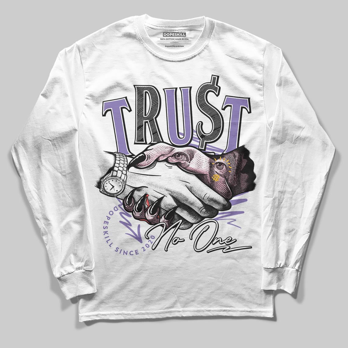 Jordan 11 "Mojave" DopeSkill Long Sleeve T-Shirt Trust No One Graphic Streetwear - White
