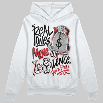 Jordan 4 “Flight Club” DopeSkill Hoodie Sweatshirt Real Ones Move In Silence Graphic Streetwear - White