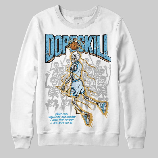 Jordan 4 Denim “Worn Blue” DopeSkill Sweatshirt Thunder Dunk Graphic Streetwear - White