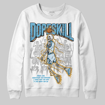 Jordan 4 Denim “Worn Blue” DopeSkill Sweatshirt Thunder Dunk Graphic Streetwear - White