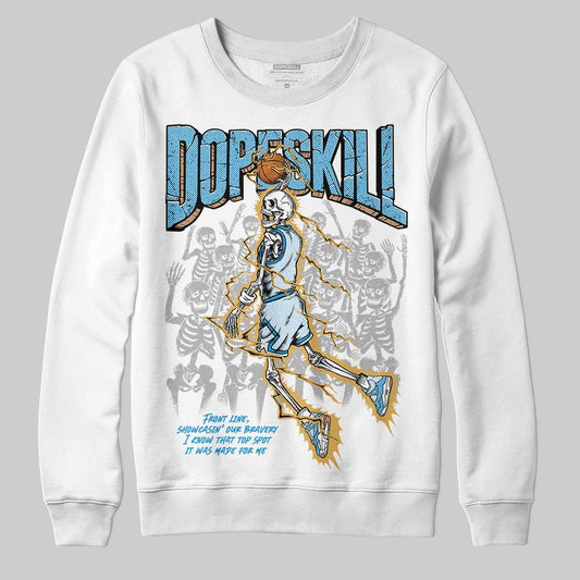 Jordan 4 Denim “Worn Blue” DopeSkill Sweatshirt Thunder Dunk Graphic Streetwear - White