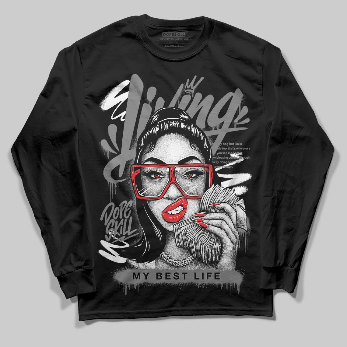 Grey Sneakers DopeSkill Long Sleeve T-Shirt Living My Best Life Graphic Streetwear - black