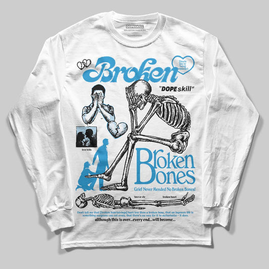 Jordan 4 Denim “Worn Blue” DopeSkill Long Sleeve T-Shirt Broken Bones Graphic Streetwear - White