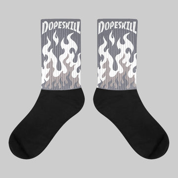 Leather Curb Sneakers White Anthracite DopeSkill Sublimated Socks FIRE Graphic