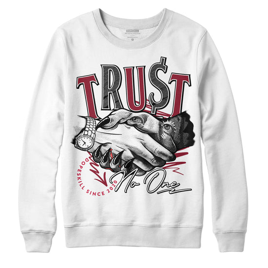 Jordan 1 Retro High '85 OG Metallic Burgundy DopeSkill Sweatshirt Trust No One Graphic Streetwear - White