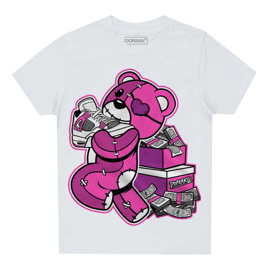 Jordan 4 GS “Hyper Violet” DopeSkill Toddler Kids T-shirt Bear Steals Sneaker Graphic Streetwear - White