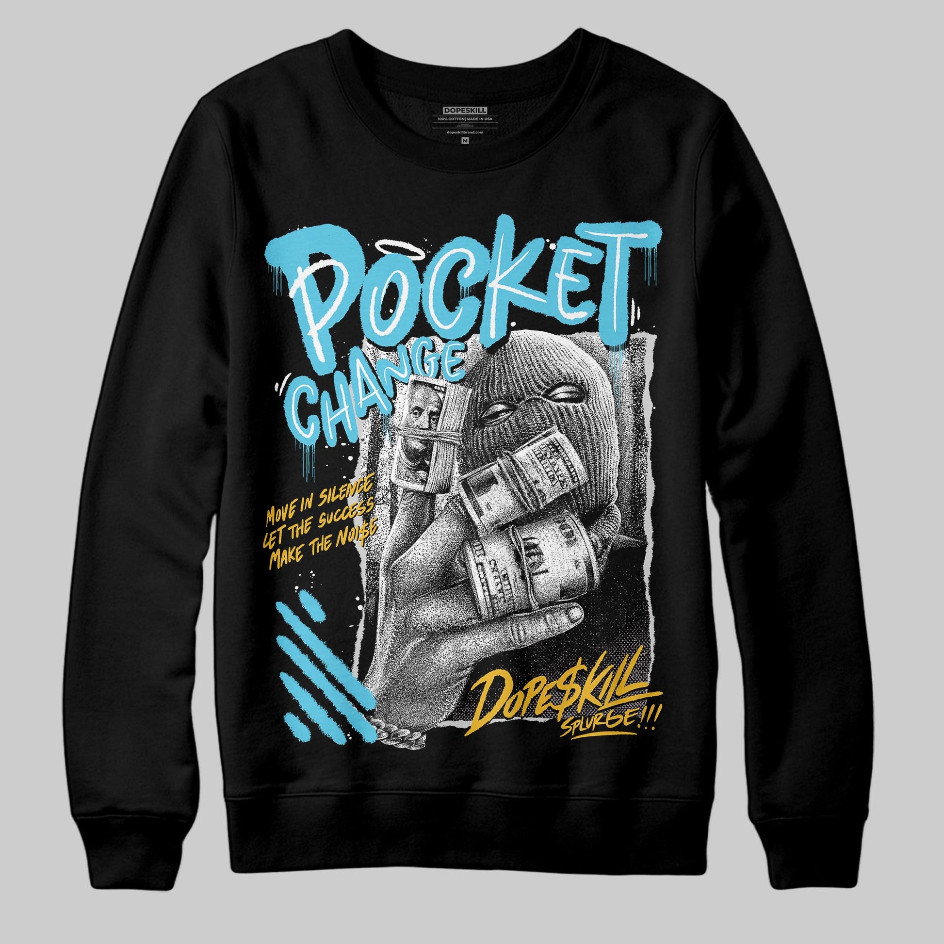 Jordan 11 Retro Gamma Blue (2025) DopeSkill Sweatshirt Pocket Change Graphic Streetwear - Black