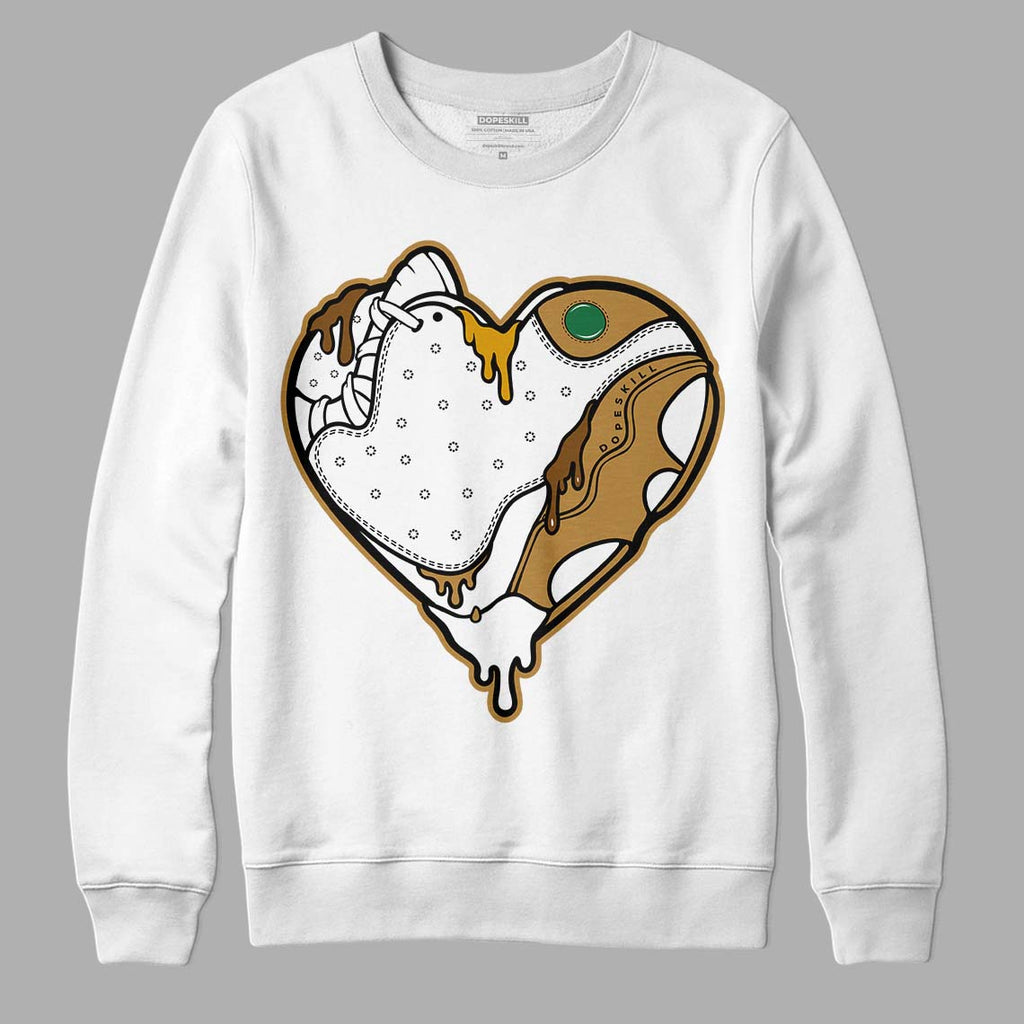Jordan 13 Wheat 2023 DopeSkill Sweatshirt Heart Jordan 13 Graphic Streetwear - White