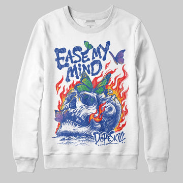 Royal Blue Sneakers DopeSkill Sweatshirt Ease My Mind Graphic Streetwear - White