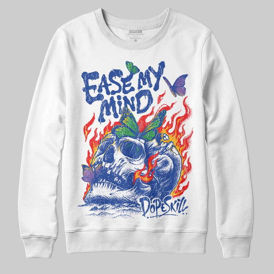 Royal Blue Sneakers DopeSkill Sweatshirt Ease My Mind Graphic Streetwear - White
