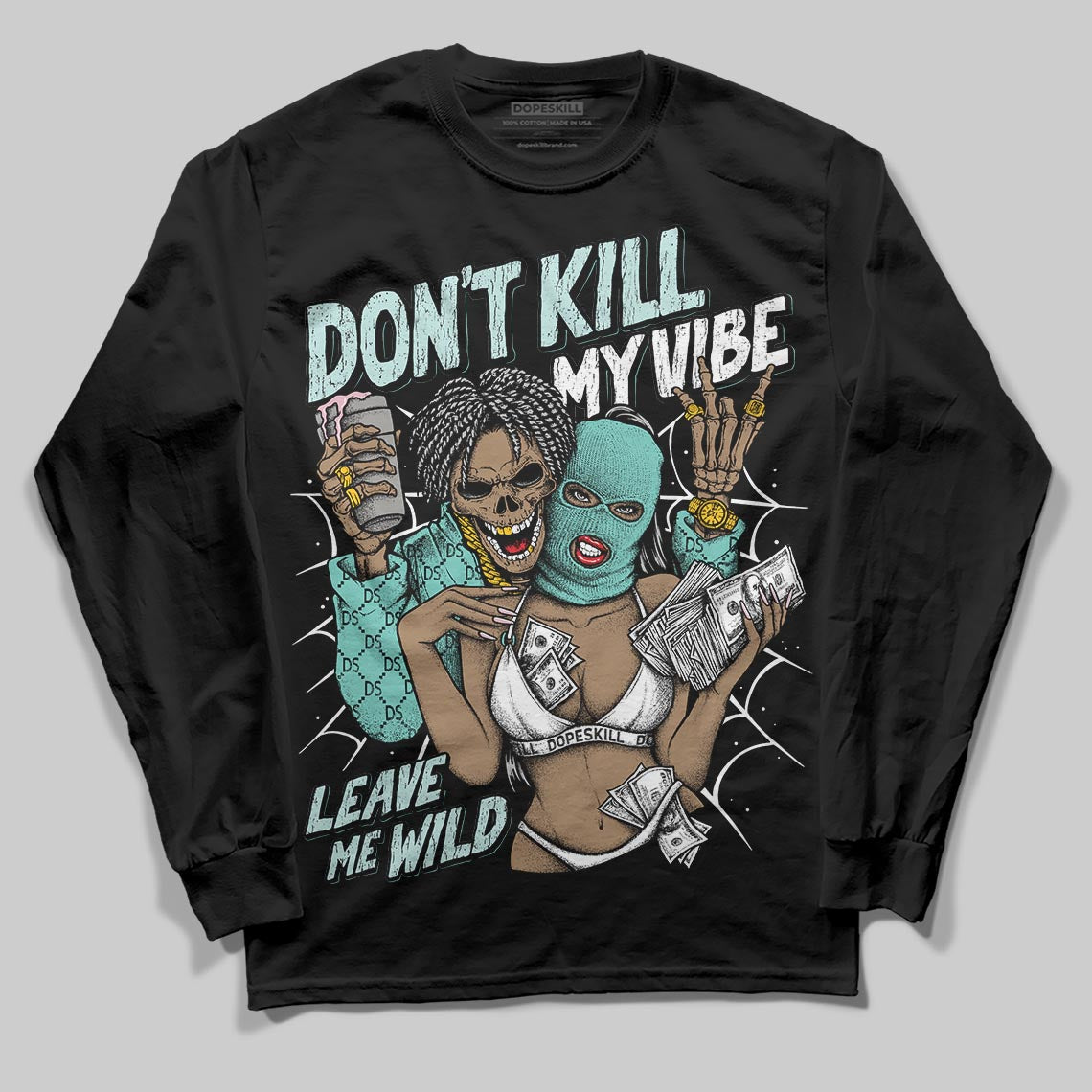 Jordan 11 Low "Igloo" DopeSkill Long Sleeve T-Shirt Don't Kill My Vibe Graphic Streetwear - Black