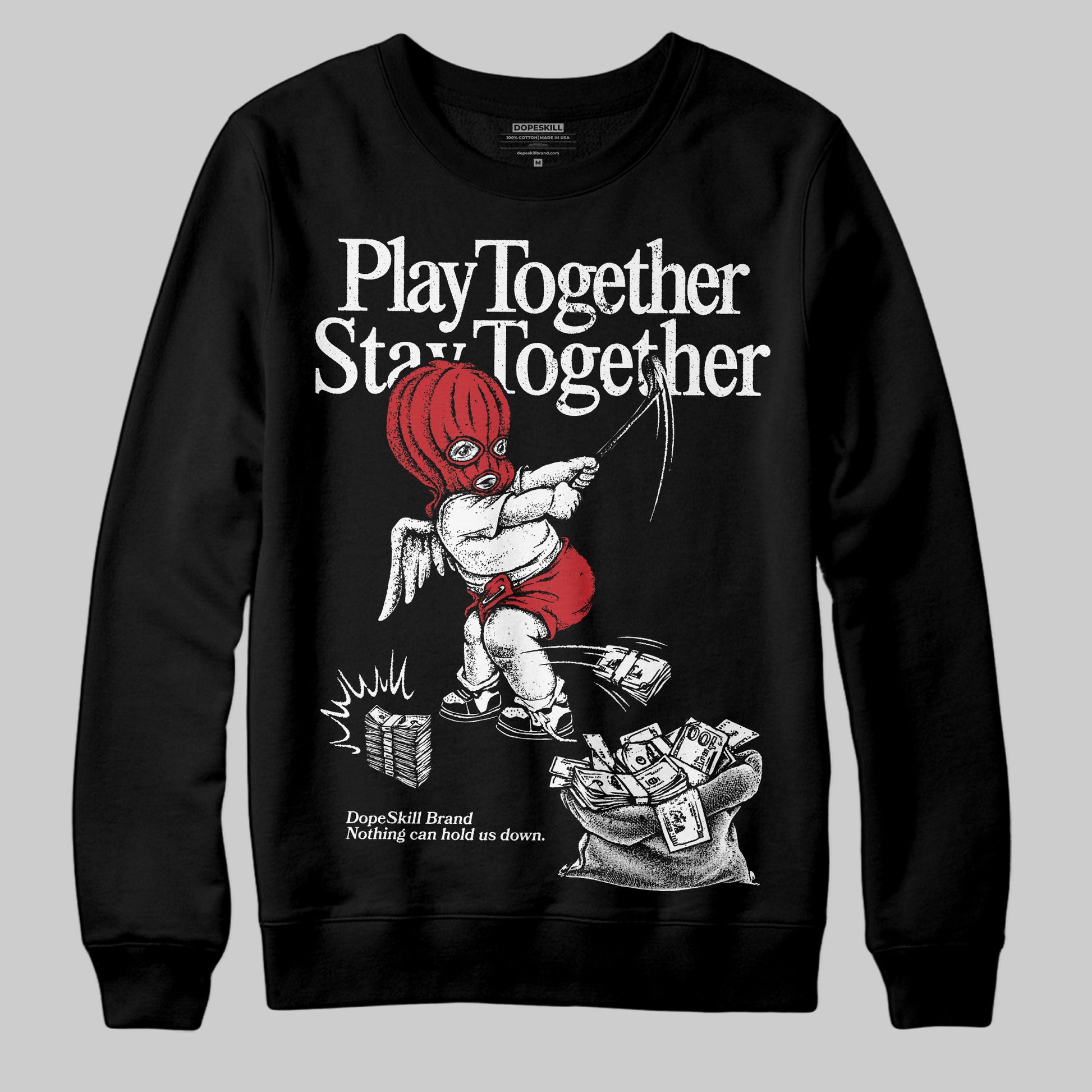 Jordan 11 “Bred Velvet” DopeSkill Sweatshirt Play together, Stay together Graphic Streetwear - Black