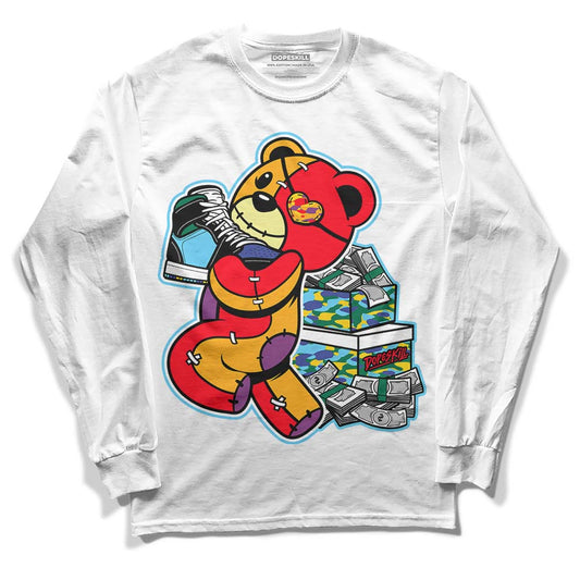 Jordan 1 Mid GS 'Six Championships DopeSkill Long Sleeve T-Shirt Bear Steals Sneaker Graphic Streetwear - White 