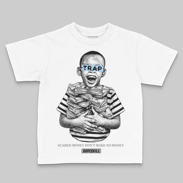 Jordan 5 Retro Wolf Grey (2026) DopeSkill Toddler Kids T-shirt Scared Money Don't Make No Money Graphic Streetwear - White